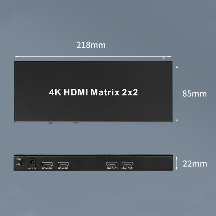 Measy MT4322 4K 30Hz 2 In 2 Out HDMI Matrix Switch Support Seamless Switching, US Plug(Black) - free shipping - PMC TechLife - Order now!