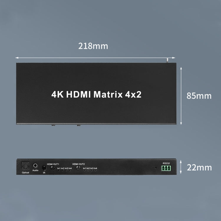 Measy MT4342 4K 30Hz 4 In 2 Out HDMI Matrix Switch Support Seamless Switching, US Plug(Black) - free shipping - PMC TechLife - Order now!