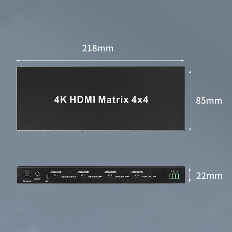 Measy MT4344 4K 30Hz 4 In 4 Out HDMI Matrix Switch Support Seamless Switching, EU Plug(Black) - free shipping - PMC TechLife - Order now!