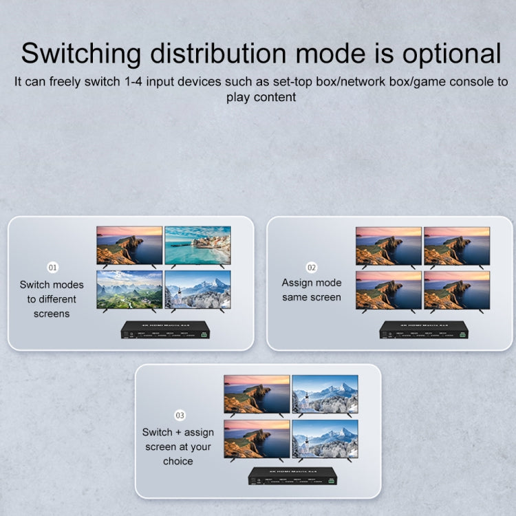 Measy MT4344 4K 30Hz 4 In 4 Out HDMI Matrix Switch Support Seamless Switching, UK Plug(Black) - free shipping - PMC TechLife - Order now!