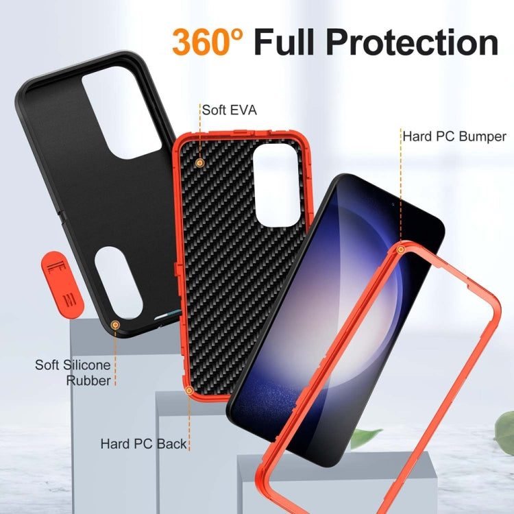 For Samsung Galaxy S24 / S25 5G Rugged PC Hybrid Silicone Phone Case with Holder(Black+Orange) - Galaxy S25 5G Cases by PMC Jewellery | Online Shopping South Africa | PMC Jewellery | Buy Now Pay Later Mobicred