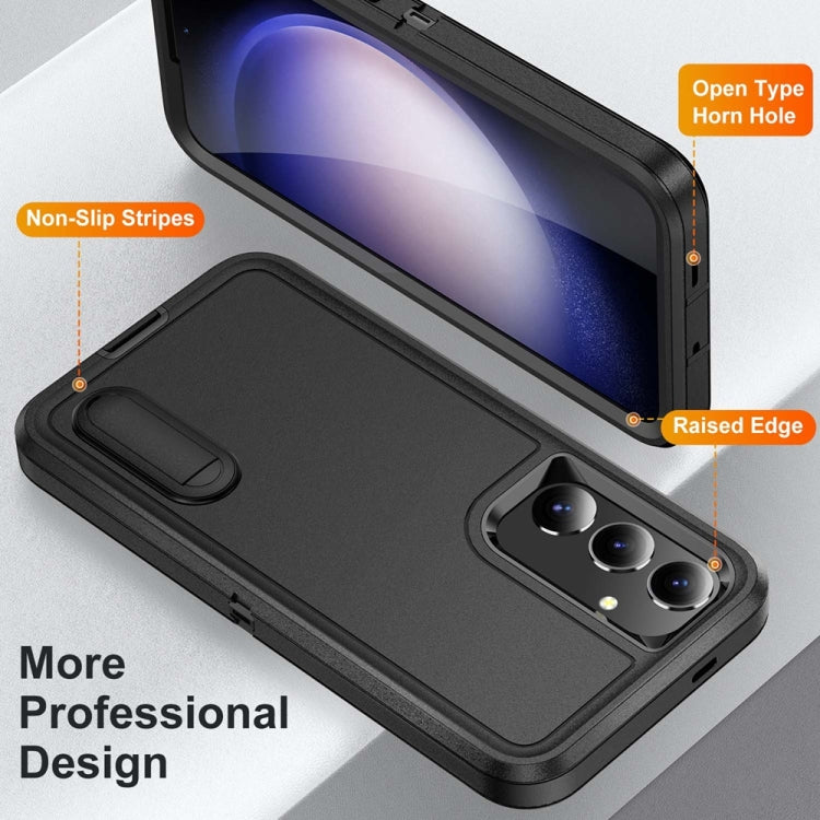 For Samsung Galaxy S24 / S25 5G Rugged PC Hybrid Silicone Phone Case with Holder(Black) - Galaxy S25 5G Cases by PMC Jewellery | Online Shopping South Africa | PMC Jewellery | Buy Now Pay Later Mobicred