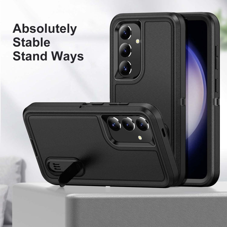 For Samsung Galaxy S24 / S25 5G Rugged PC Hybrid Silicone Phone Case with Holder(Black) - Galaxy S25 5G Cases by PMC Jewellery | Online Shopping South Africa | PMC Jewellery | Buy Now Pay Later Mobicred