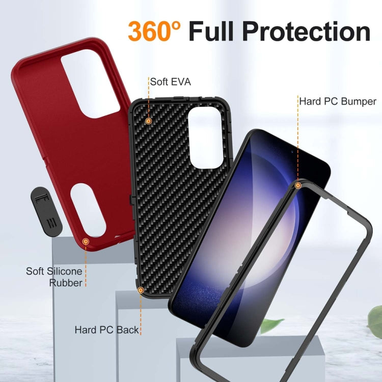 For Samsung Galaxy S24 / S25 5G Rugged PC Hybrid Silicone Phone Case with Holder(Red+Black) - Galaxy S25 5G Cases by PMC Jewellery | Online Shopping South Africa | PMC Jewellery | Buy Now Pay Later Mobicred