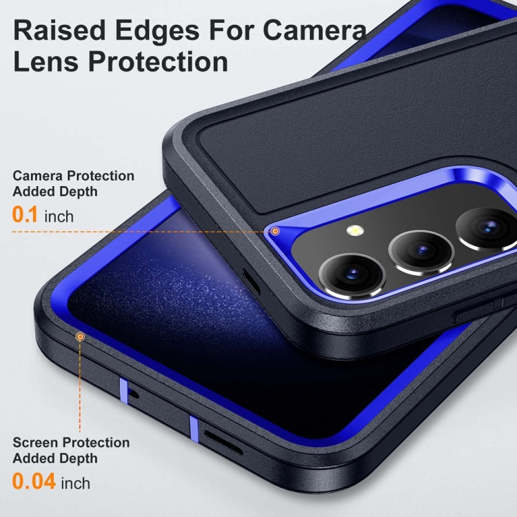 For Samsung Galaxy S24 / S25 5G Rugged PC Hybrid Silicone Phone Case with Holder(Dark Blue+Royal Blue) - Galaxy S25 5G Cases by PMC Jewellery | Online Shopping South Africa | PMC Jewellery | Buy Now Pay Later Mobicred