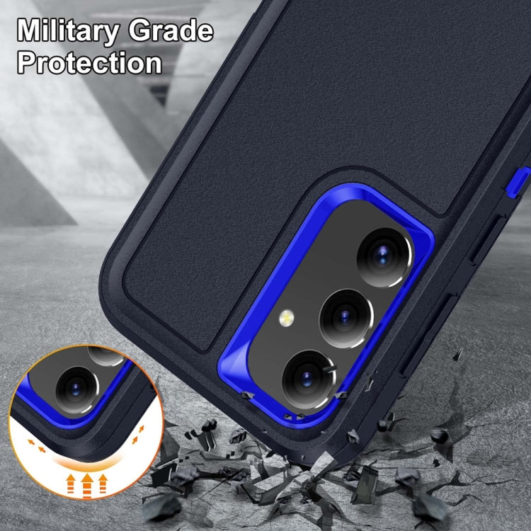 For Samsung Galaxy S24 / S25 5G Rugged PC Hybrid Silicone Phone Case with Holder(Dark Blue+Royal Blue) - Galaxy S25 5G Cases by PMC Jewellery | Online Shopping South Africa | PMC Jewellery | Buy Now Pay Later Mobicred