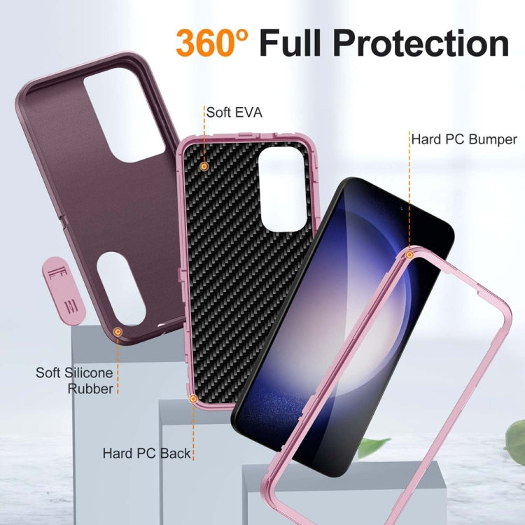 For Samsung Galaxy S24 / S25 5G Rugged PC Hybrid Silicone Phone Case with Holder(Purple+Pink) - Galaxy S25 5G Cases by PMC Jewellery | Online Shopping South Africa | PMC Jewellery | Buy Now Pay Later Mobicred