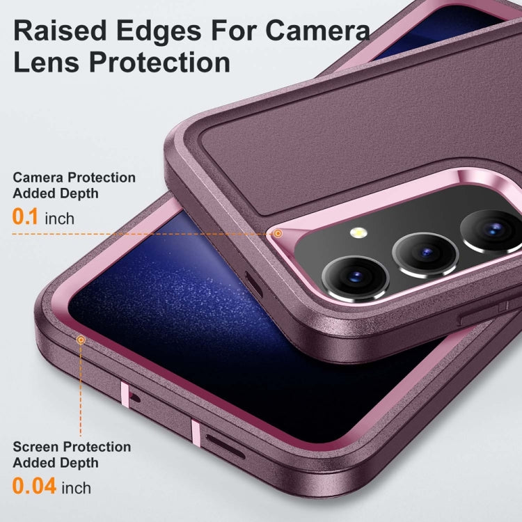 For Samsung Galaxy S24 / S25 5G Rugged PC Hybrid Silicone Phone Case with Holder(Purple+Pink) - Galaxy S25 5G Cases by PMC Jewellery | Online Shopping South Africa | PMC Jewellery | Buy Now Pay Later Mobicred
