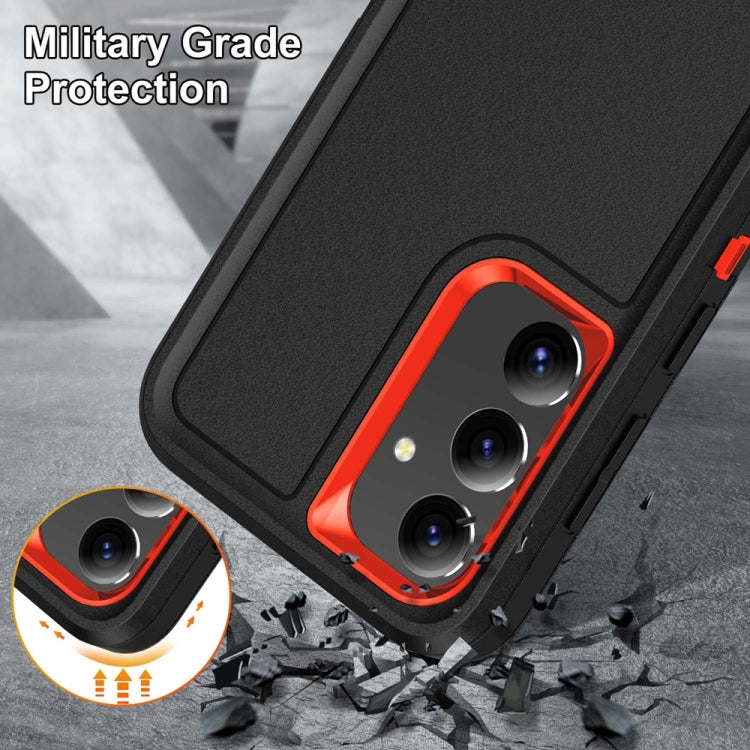 For Samsung Galaxy S24+ / S25+ 5G Rugged PC Hybrid Silicone Phone Case with Holder(Black+Orange) - Galaxy S25+ 5G Cases by PMC Jewellery | Online Shopping South Africa | PMC Jewellery | Buy Now Pay Later Mobicred