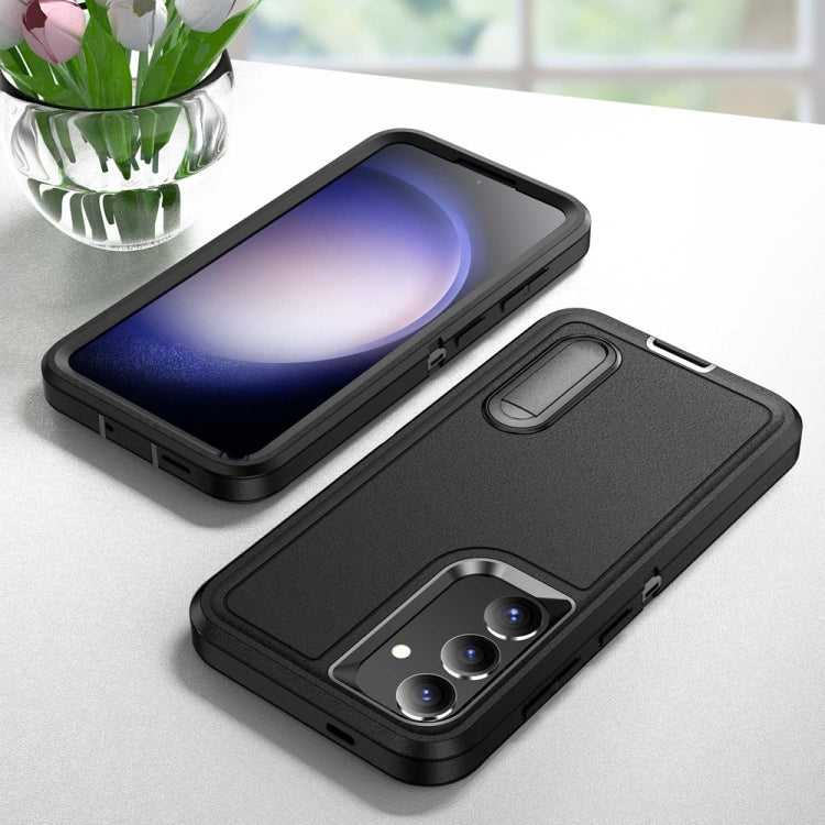 For Samsung Galaxy S24+ / S25+ 5G Rugged PC Hybrid Silicone Phone Case with Holder(Black) - Galaxy S25+ 5G Cases by PMC Jewellery | Online Shopping South Africa | PMC Jewellery | Buy Now Pay Later Mobicred
