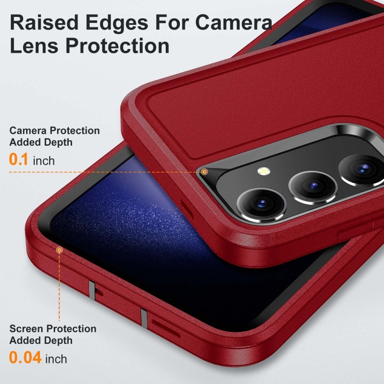 For Samsung Galaxy S24+ / S25+ 5G Rugged PC Hybrid Silicone Phone Case with Holder(Red+Black) - Galaxy S25+ 5G Cases by PMC Jewellery | Online Shopping South Africa | PMC Jewellery | Buy Now Pay Later Mobicred