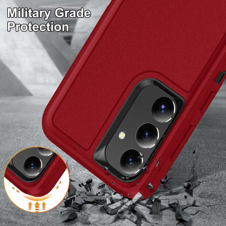 For Samsung Galaxy S24+ / S25+ 5G Rugged PC Hybrid Silicone Phone Case with Holder(Red+Black) - Galaxy S25+ 5G Cases by PMC Jewellery | Online Shopping South Africa | PMC Jewellery | Buy Now Pay Later Mobicred