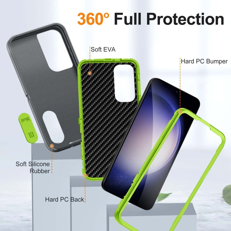 For Samsung Galaxy S24+ / S25+ 5G Rugged PC Hybrid Silicone Phone Case with Holder(Grey+Fresh Green) - Galaxy S25+ 5G Cases by PMC Jewellery | Online Shopping South Africa | PMC Jewellery | Buy Now Pay Later Mobicred