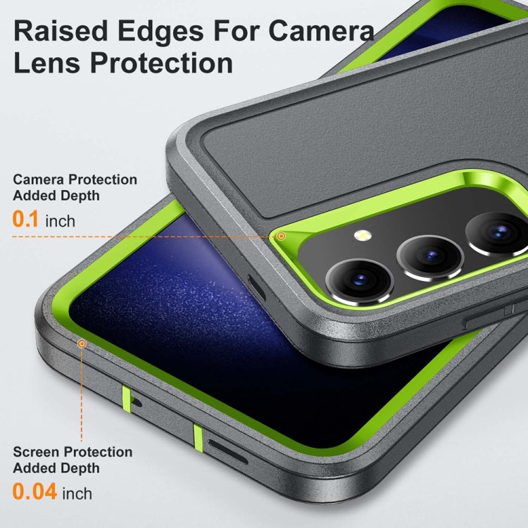 For Samsung Galaxy S24+ / S25+ 5G Rugged PC Hybrid Silicone Phone Case with Holder(Grey+Fresh Green) - Galaxy S25+ 5G Cases by PMC Jewellery | Online Shopping South Africa | PMC Jewellery | Buy Now Pay Later Mobicred