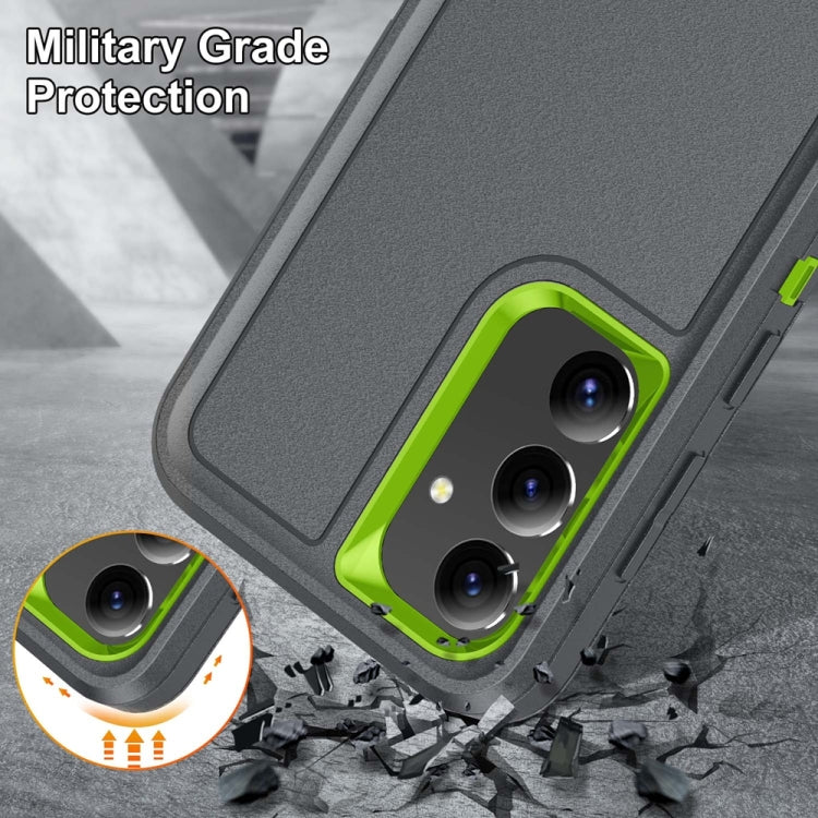 For Samsung Galaxy S24+ / S25+ 5G Rugged PC Hybrid Silicone Phone Case with Holder(Grey+Fresh Green) - Galaxy S25+ 5G Cases by PMC Jewellery | Online Shopping South Africa | PMC Jewellery | Buy Now Pay Later Mobicred