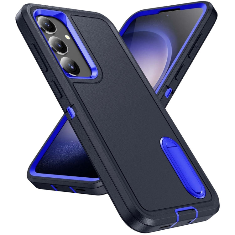 For Samsung Galaxy S24+ / S25+ 5G Rugged PC Hybrid Silicone Phone Case with Holder(Dark Blue+Royal Blue) - Galaxy S25+ 5G Cases by PMC Jewellery | Online Shopping South Africa | PMC Jewellery | Buy Now Pay Later Mobicred