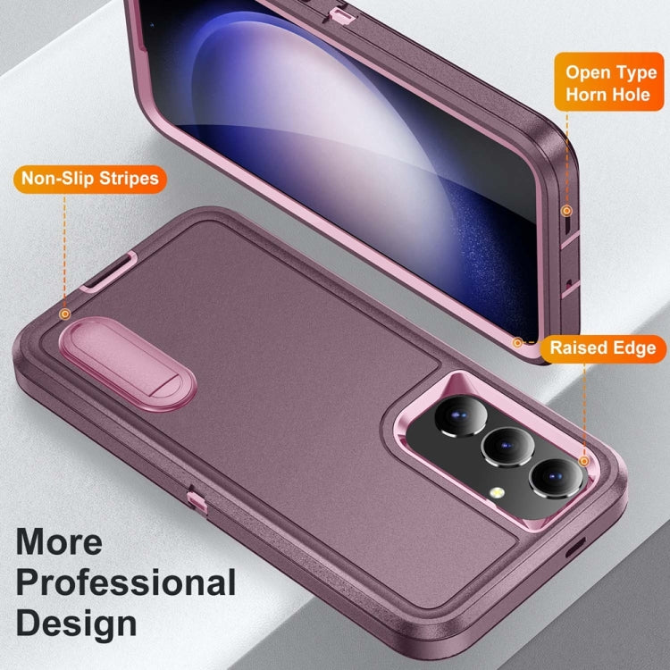 For Samsung Galaxy S24+ / S25+ 5G Rugged PC Hybrid Silicone Phone Case with Holder(Purple+Pink) - Galaxy S25+ 5G Cases by PMC Jewellery | Online Shopping South Africa | PMC Jewellery | Buy Now Pay Later Mobicred