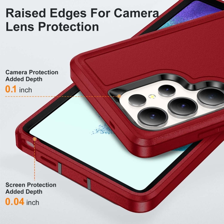 For Samsung Galaxy S25 Ultra 5G Rugged PC Hybrid Silicone Phone Case with Holder(Red+Black) - Galaxy S25 Ultra 5G Cases by PMC Jewellery | Online Shopping South Africa | PMC Jewellery | Buy Now Pay Later Mobicred