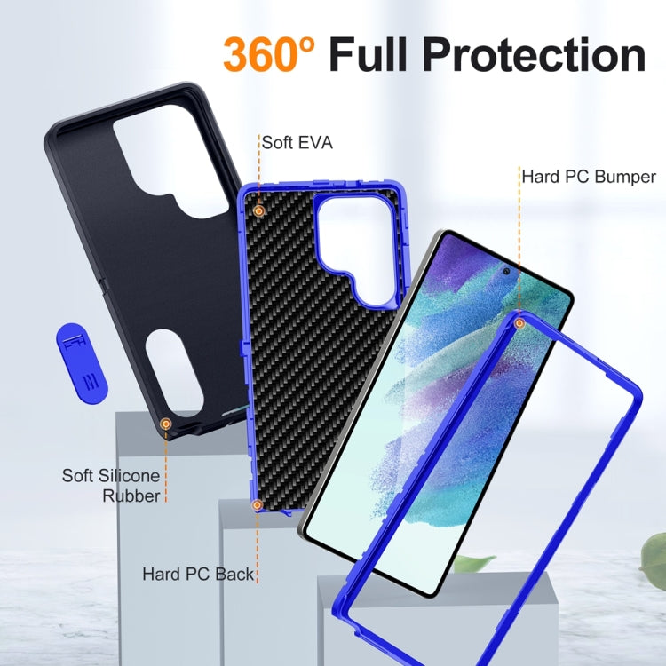 For Samsung Galaxy S25 Ultra 5G Rugged PC Hybrid Silicone Phone Case with Holder(Dark Blue+Royal Blue) - free shipping - PMC Jewellery - Order now!