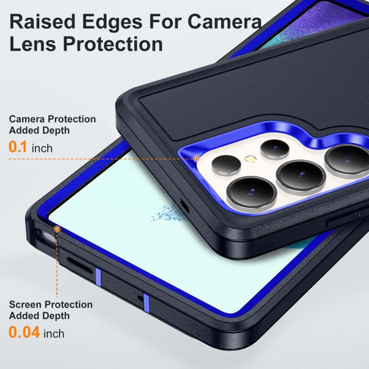 For Samsung Galaxy S25 Ultra 5G Rugged PC Hybrid Silicone Phone Case with Holder(Dark Blue+Royal Blue) - free shipping - PMC Jewellery - Order now!