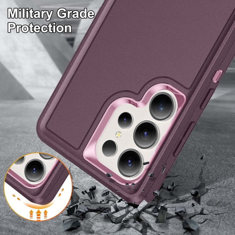 For Samsung Galaxy S25 Ultra 5G Rugged PC Hybrid Silicone Phone Case with Holder(Purple+Pink) - Galaxy S25 Ultra 5G Cases by PMC Jewellery | Online Shopping South Africa | PMC Jewellery | Buy Now Pay Later Mobicred