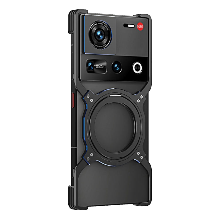 For ZTE nubia Z70 Ultra Mechanical Arm Borderless MagSafe Holder Metal Phone Case(Black Blue) - ZTE Cases by PMC TechLife | Online Shopping South Africa | PMC TechLife | Buy Now Pay Later Mobicred