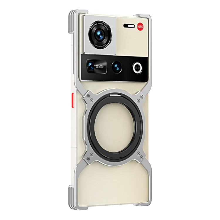 For ZTE nubia Z70 Ultra Mechanical Arm Borderless MagSafe Holder Metal Phone Case(Silver) - ZTE Cases by PMC TechLife | Online Shopping South Africa | PMC TechLife | Buy Now Pay Later Mobicred