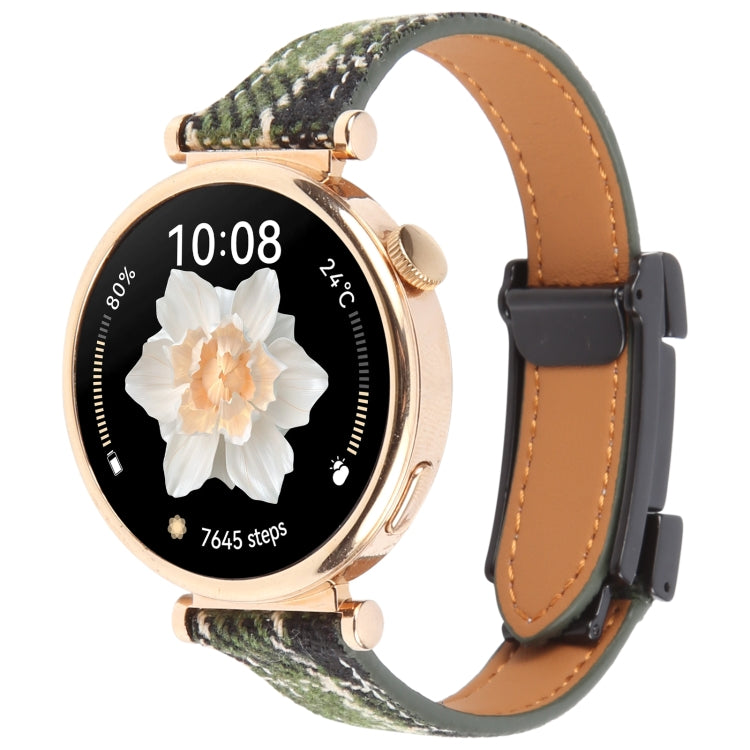 18mm Universal Slim Magnetic Buckle Napped Fabric Leather Watch Band(Green) - free shipping - PMc TechLife - Order now!