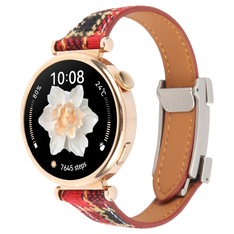 18mm Universal Slim Magnetic Buckle Napped Fabric Leather Watch Band(Red) - free shipping - PMc TechLife - Order now!