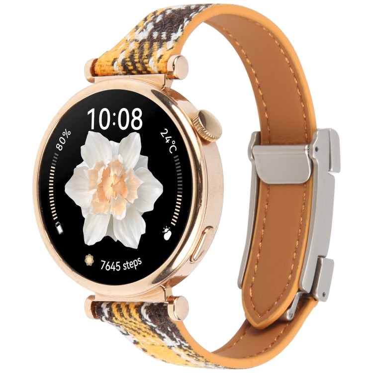 20mm Universal Slim Magnetic Buckle Napped Fabric Leather Watch Band(Yellow) - free shipping - PMc TechLife - Order now!