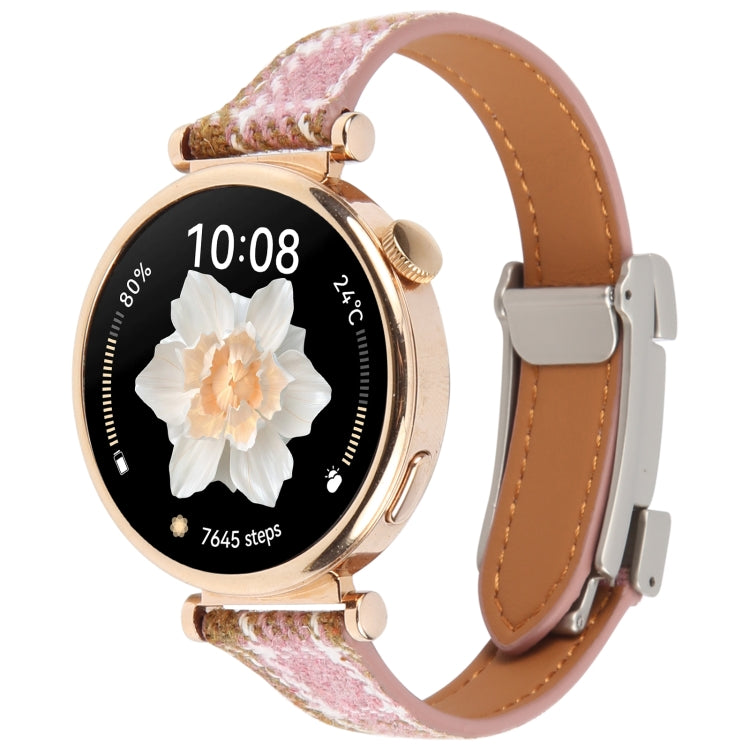 22mm Universal Slim Magnetic Buckle Napped Fabric Leather Watch Band(Pink) - free shipping - PMc TechLife - Order now!