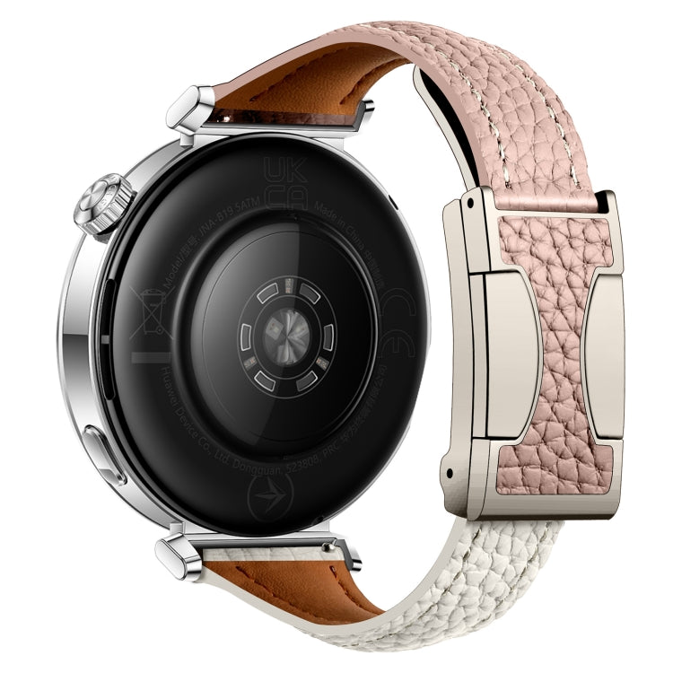 18mm Universal Slim Magnetic Buckle Genuine Leather Watch Band(Pink Beige) - 18mm Bands by PMc TechLife | Online Shopping South Africa | PMc TechLife | Buy Now Pay Later Mobicred