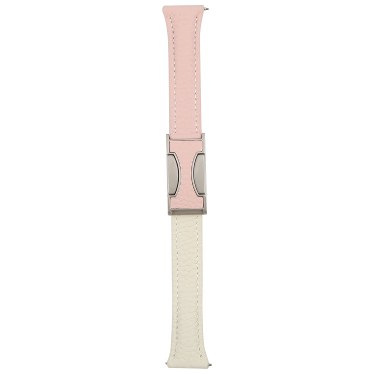 18mm Universal Slim Magnetic Buckle Genuine Leather Watch Band(Pink Beige) - 18mm Bands by PMc TechLife | Online Shopping South Africa | PMc TechLife | Buy Now Pay Later Mobicred