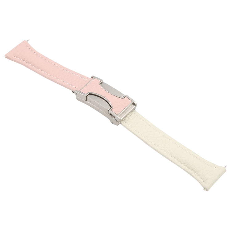 18mm Universal Slim Magnetic Buckle Genuine Leather Watch Band(Pink Beige) - 18mm Bands by PMc TechLife | Online Shopping South Africa | PMc TechLife | Buy Now Pay Later Mobicred