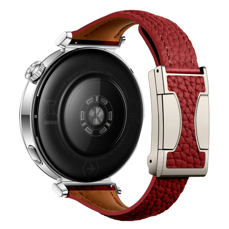 18mm Universal Slim Magnetic Buckle Genuine Leather Watch Band(Red) - free shipping - PMc TechLife - Order now!