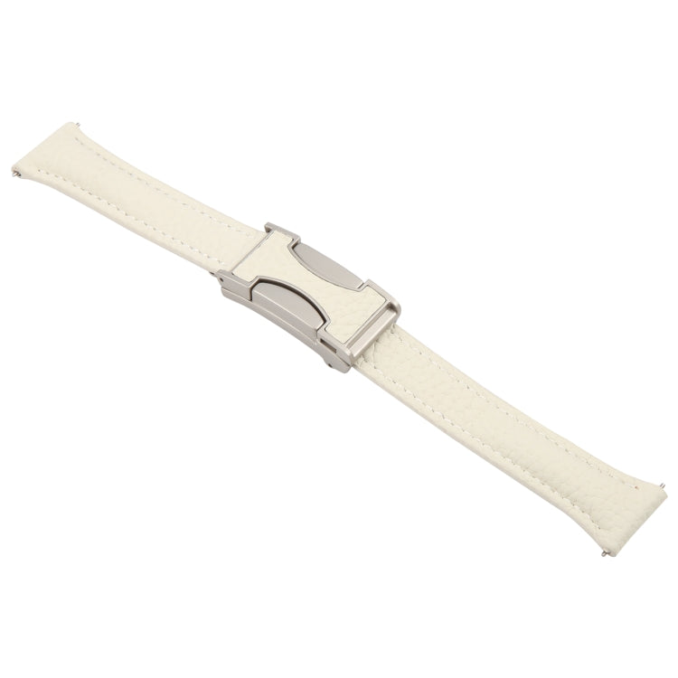 18mm Universal Slim Magnetic Buckle Genuine Leather Watch Band(Beige) - free shipping - PMc TechLife - Order now!