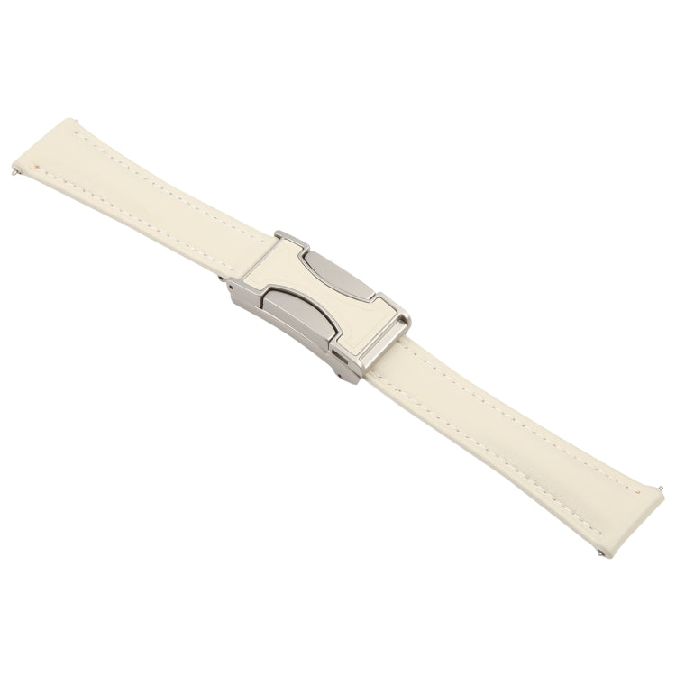 18mm Universal Slim Magnetic Buckle Genuine Leather Watch Band(Plain Weave Beige) - free shipping - PMc TechLife - Order now!