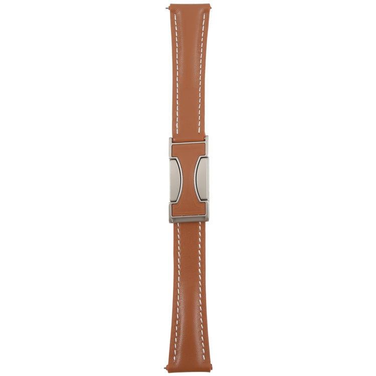 18mm Universal Slim Magnetic Buckle Genuine Leather Watch Band(Plain Weave Brown) - free shipping - PMc TechLife - Order now!