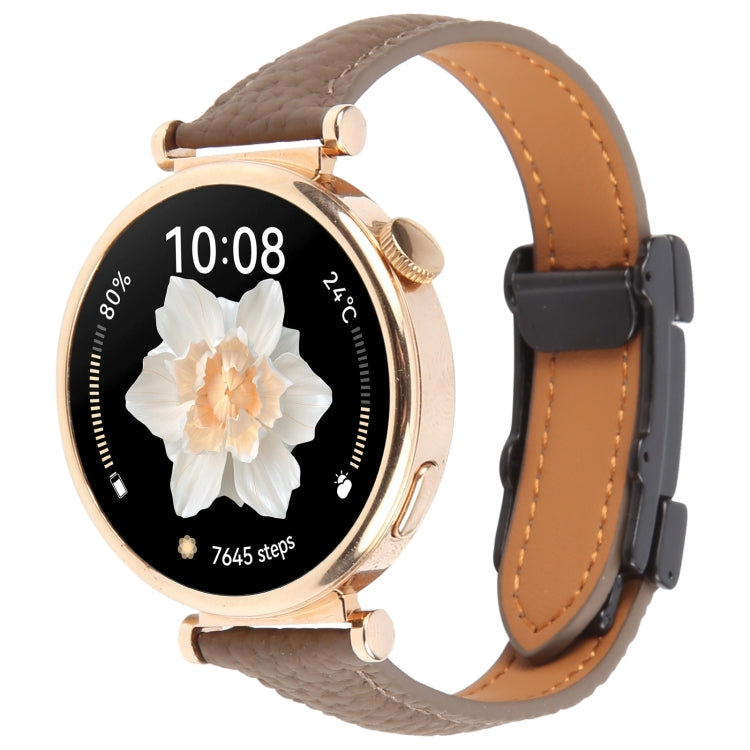 20mm Universal Slim Magnetic Buckle Genuine Leather Watch Band(Dark Brown) - free shipping - PMc TechLife - Order now!