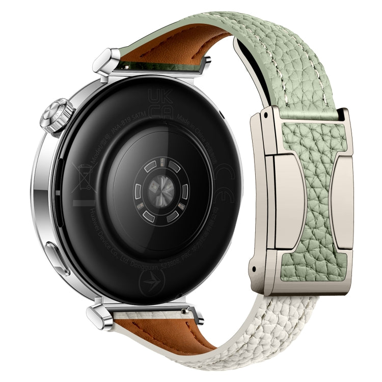 20mm Universal Slim Magnetic Buckle Genuine Leather Watch Band(Green Beige) - free shipping - PMc TechLife - Order now!