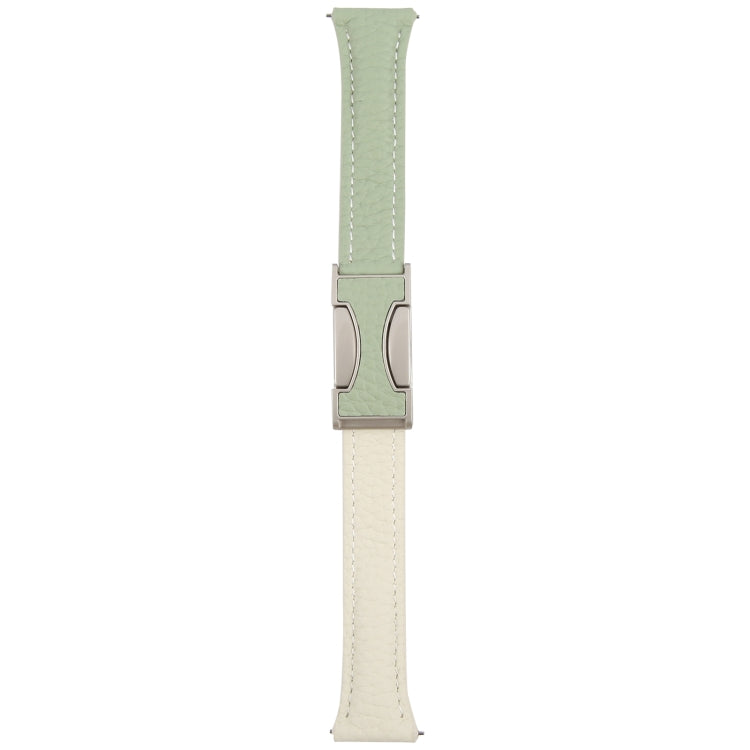 20mm Universal Slim Magnetic Buckle Genuine Leather Watch Band(Green Beige) - free shipping - PMc TechLife - Order now!