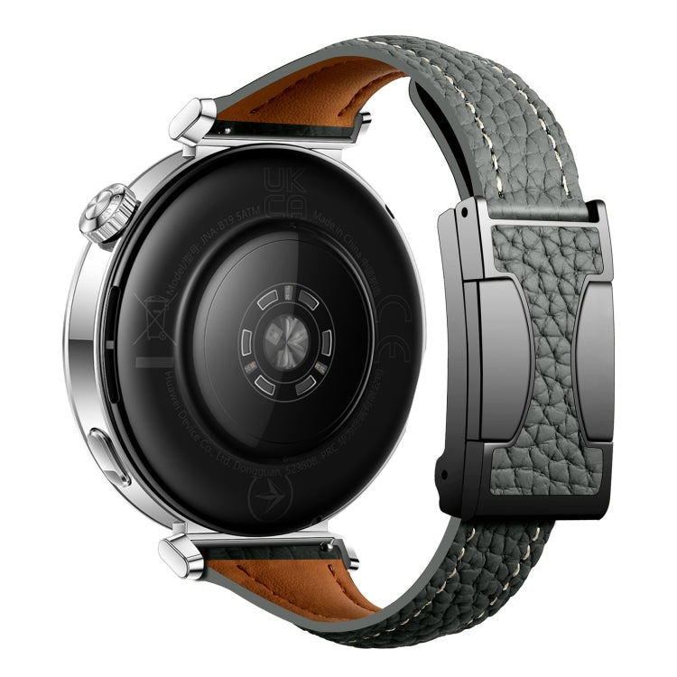 20mm Universal Slim Magnetic Buckle Genuine Leather Watch Band(Dark Green) - free shipping - PMc TechLife - Order now!