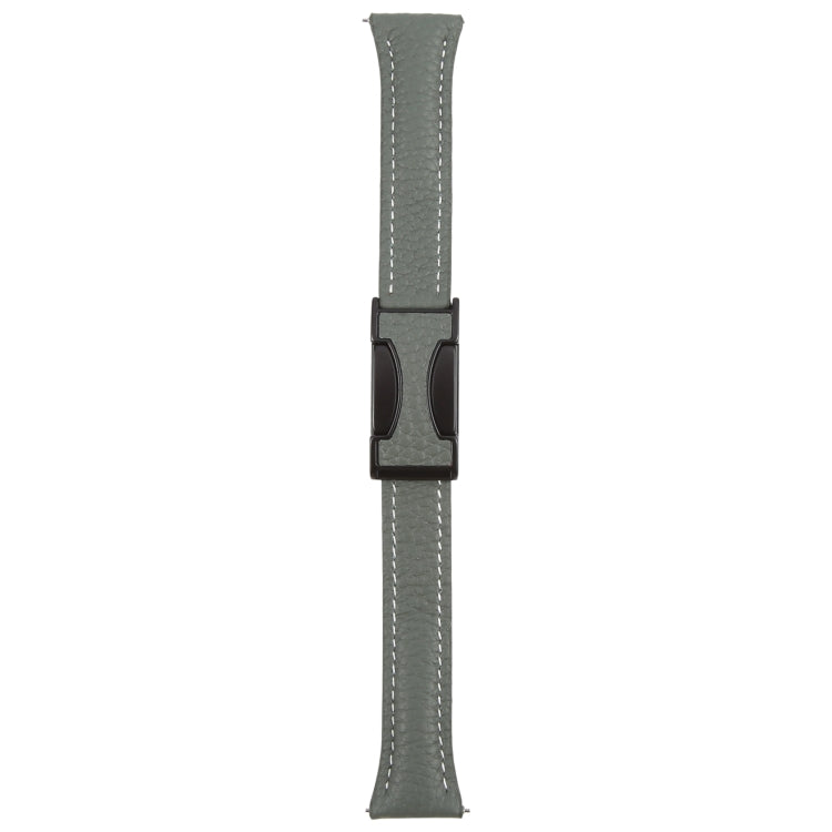 20mm Universal Slim Magnetic Buckle Genuine Leather Watch Band(Dark Green) - free shipping - PMc TechLife - Order now!