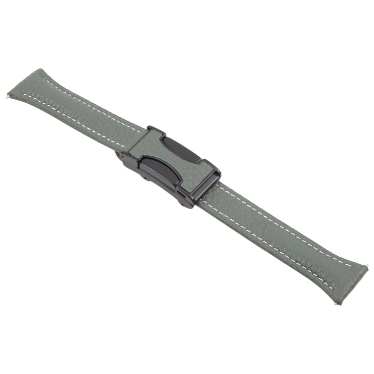 20mm Universal Slim Magnetic Buckle Genuine Leather Watch Band(Dark Green) - free shipping - PMc TechLife - Order now!