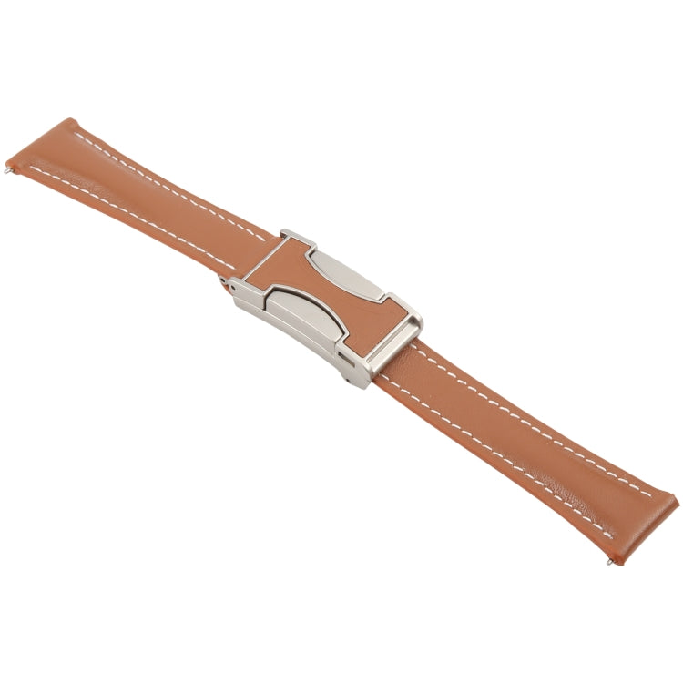 20mm Universal Slim Magnetic Buckle Genuine Leather Watch Band(Plain Weave Brown) - free shipping - PMc TechLife - Order now!