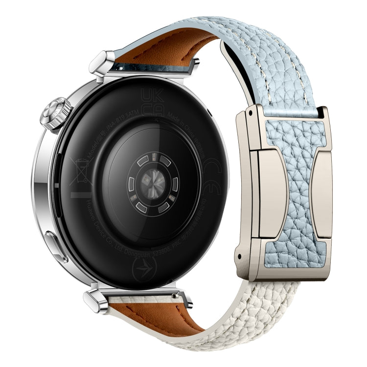 22mm Universal Slim Magnetic Buckle Genuine Leather Watch Band(Blue Beige) - free shipping - PMc TechLife - Order now!