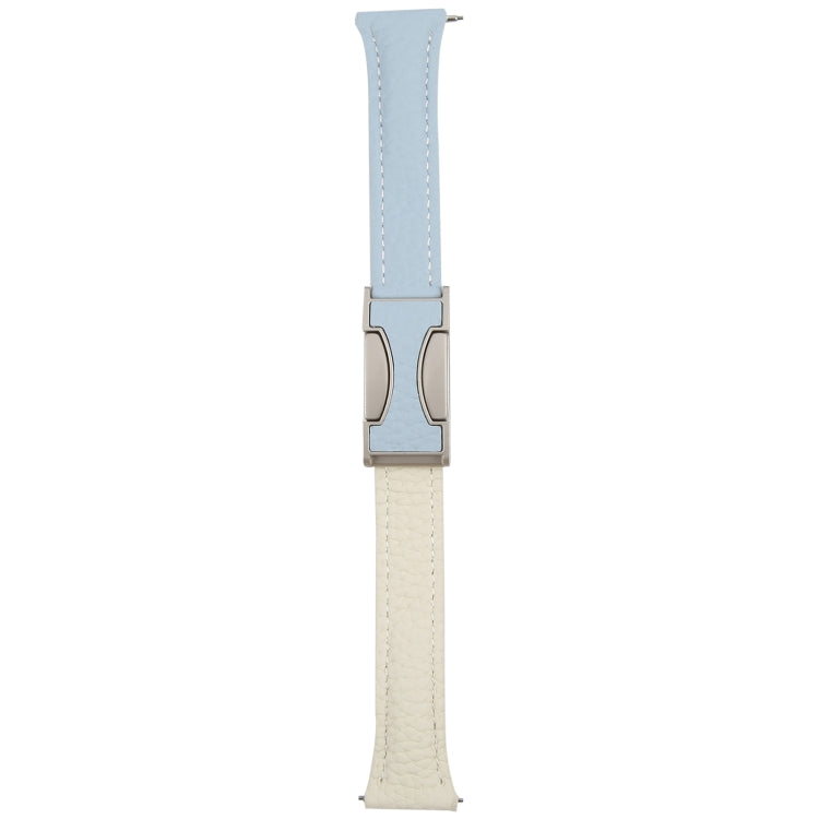 22mm Universal Slim Magnetic Buckle Genuine Leather Watch Band(Blue Beige) - free shipping - PMc TechLife - Order now!