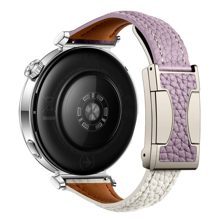 22mm Universal Slim Magnetic Buckle Genuine Leather Watch Band(Purple Beige) - free shipping - PMc TechLife - Order now!
