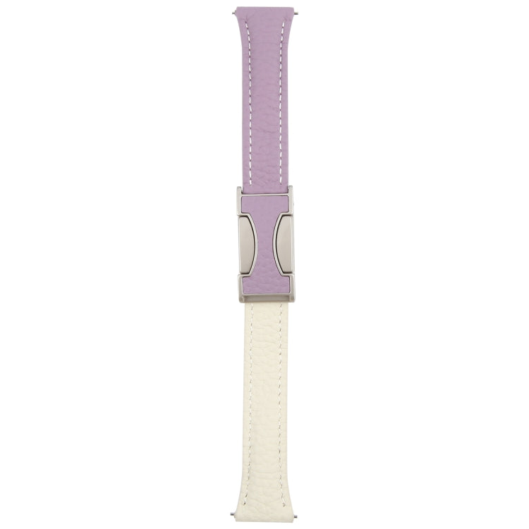 22mm Universal Slim Magnetic Buckle Genuine Leather Watch Band(Purple Beige) - free shipping - PMc TechLife - Order now!