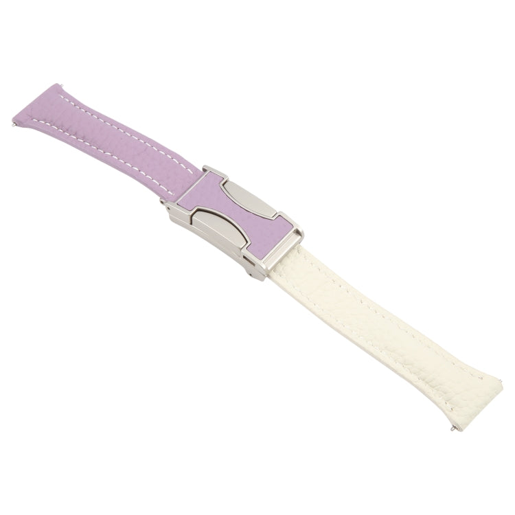 22mm Universal Slim Magnetic Buckle Genuine Leather Watch Band(Purple Beige) - free shipping - PMc TechLife - Order now!